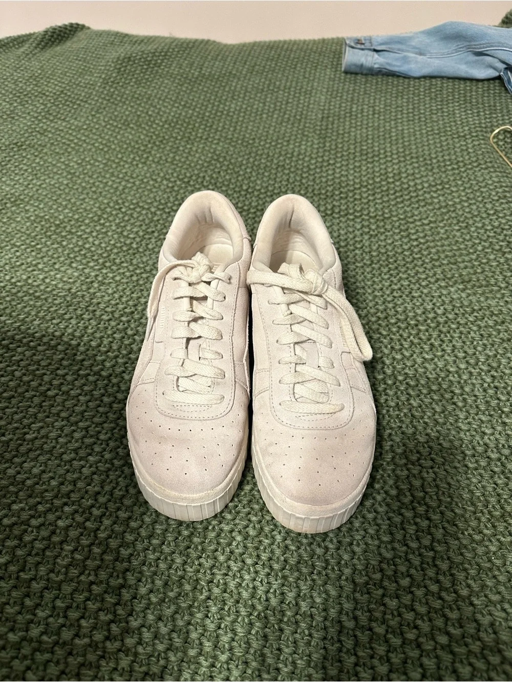 Puma Women's Cream Platform Suede Sneakers